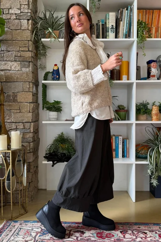 Lola Boucle Slouch Knit Ecru